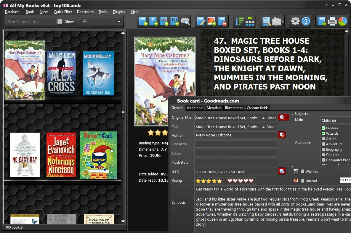 Dark theme with 'virtual shelf' enabled